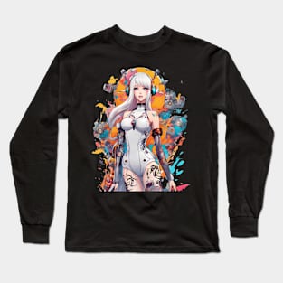 Ethereal Shadows Enigmatic Emo Goth Anime Girl Long Sleeve T-Shirt